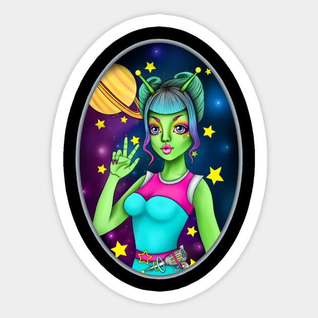 Alien Babe Sticker by AmberlyJane